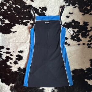 Vintage Y2K Old Navy Black Blue Spaghetti Strap Mini Dress Size Medium P